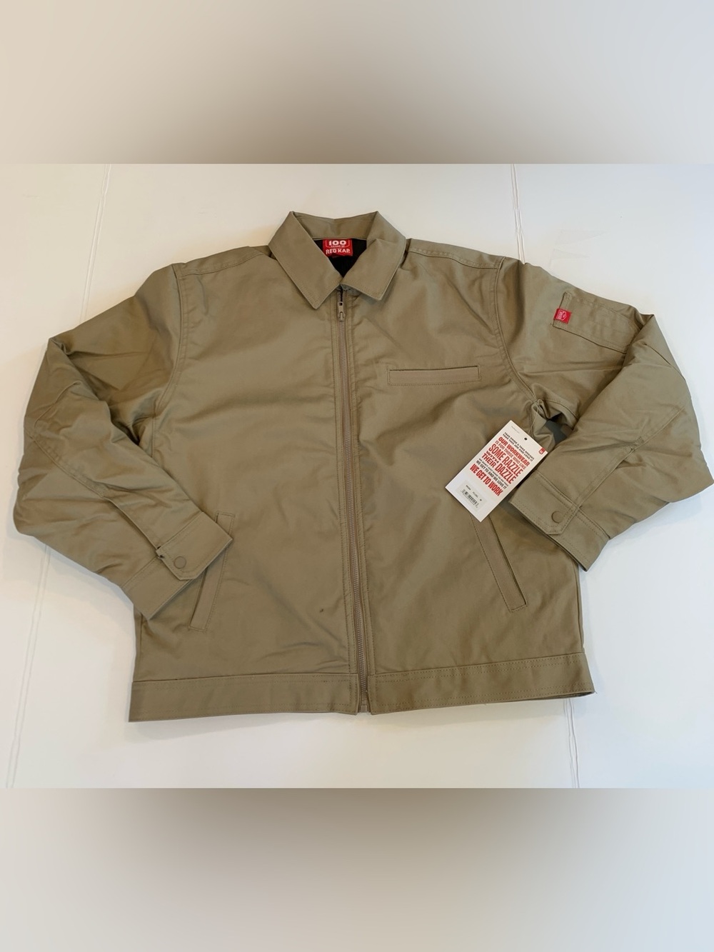 NEW Red Kap  Men's Medium Tan Lined  Slash Pocket Mechanic Utility Work Jacket